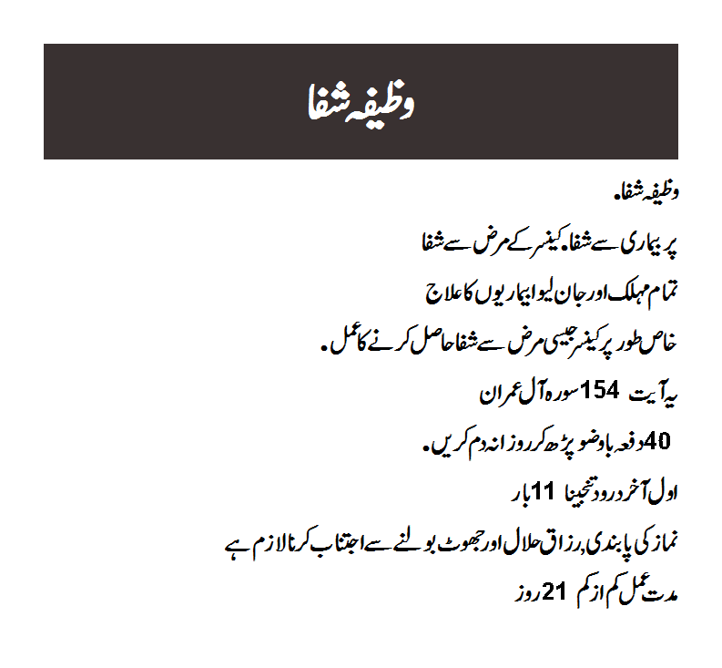 Wazifa for cancer In Urdu