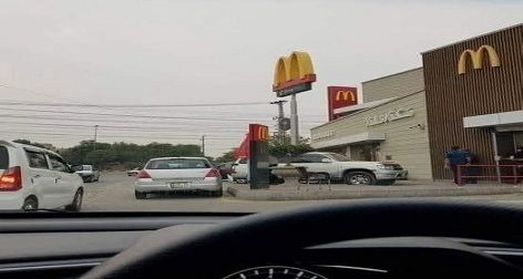 McDonald's drive-through line