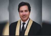 Judge Gul Hassan in the proceedings during the hearing of Nawaz Sharif's appeal in the Islamabad High Court today