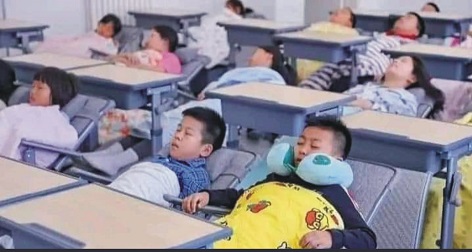 A school in China where children are given a Power Nap with lunch