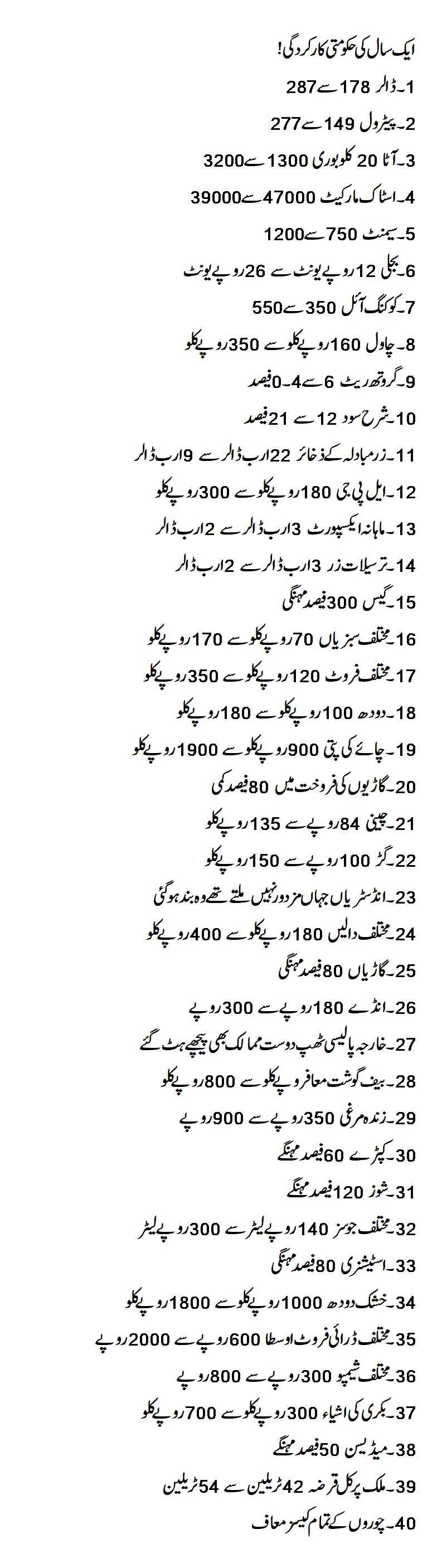 One year government performance