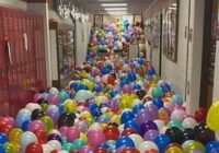 A teacher gave a balloon to every student,