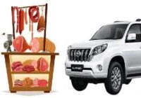 A man parked his Prado in front of a butcher shop